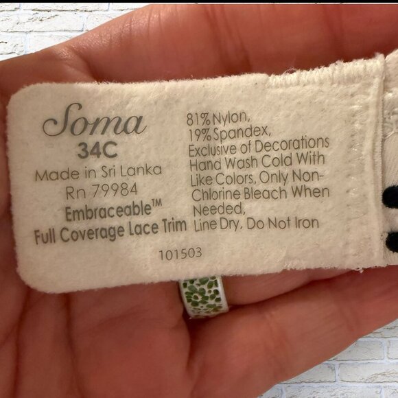 SOMA Embraceable Full Coverage Lace Trim Polka Dot Bra 34C - Picture 5 of 5